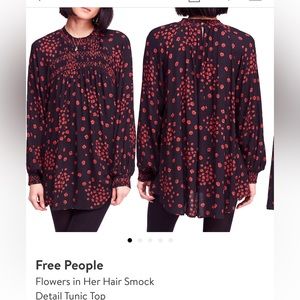 ❤️🖤🌹FREE PEOPLE Black Flowers in Her Hair Tunic Dress Size Large or Maternity